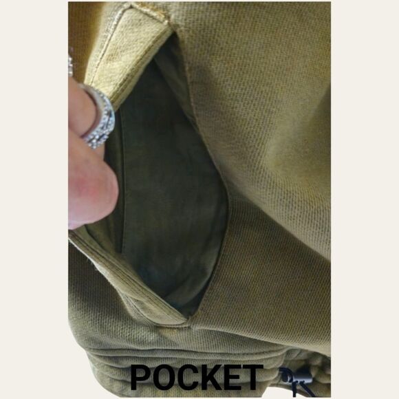 FREE PEOPLE Oversized STASH IT Olive Green Front Snap Sweatshirt Size Large - Picture 7 of 16